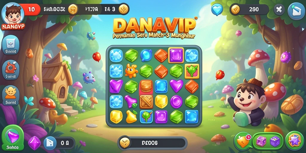 Screenshot gameplay DANAVIP menampilkan momen seru permainan Match-3.