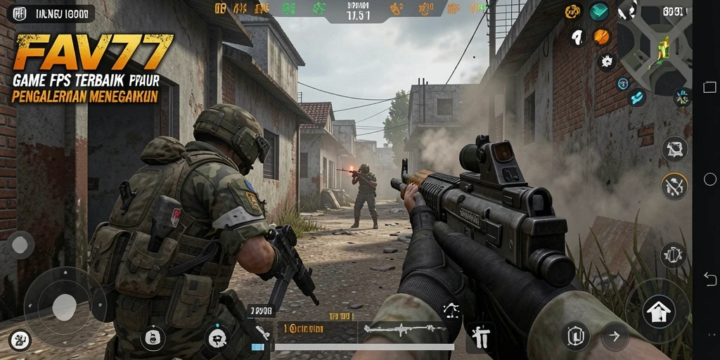 Tangkapan layar FAV77 menampilkan aksi mendebarkan dalam pertempuran FPS.