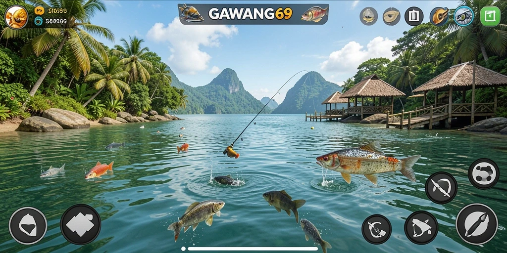Tampilan mendebarkan dari gameplay GAWANG69 dalam aksi memancing.
