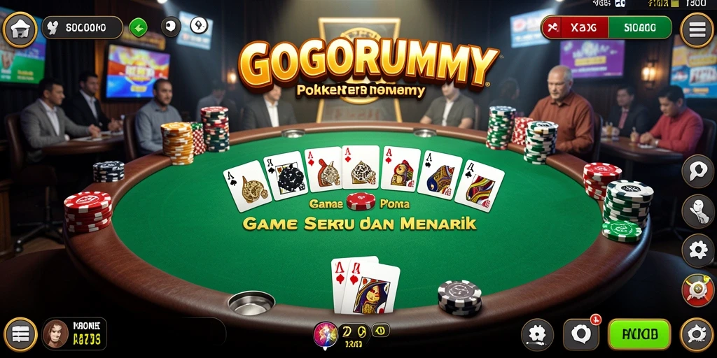 Tangkapan layar gameplay GOGORUMMY menunjukkan momen seru permainan Poker.