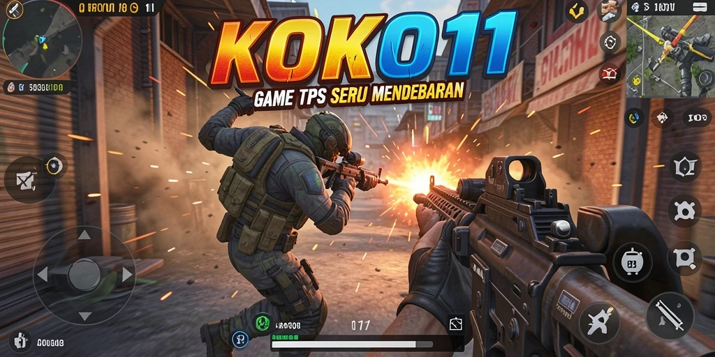 Tampilan gameplay KOKO11 dengan aksi seru dalam pertempuran TPS.