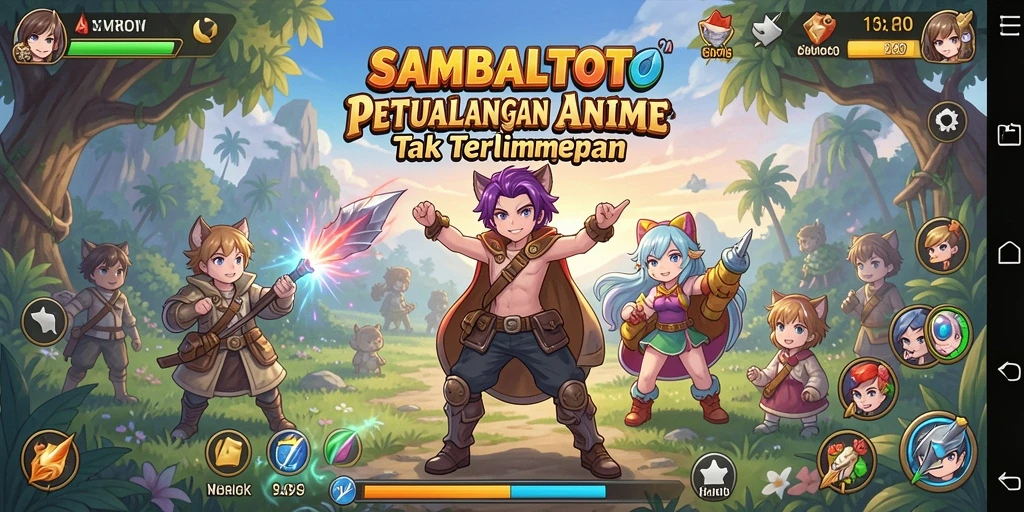 Tampilan gameplay SAMBALTOTO dengan karakter anime yang memukau.